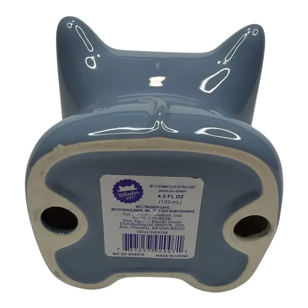 Whisker City Elevated Ceramic Cat Bowls Set of 2 Cute Ear Pet Dishes